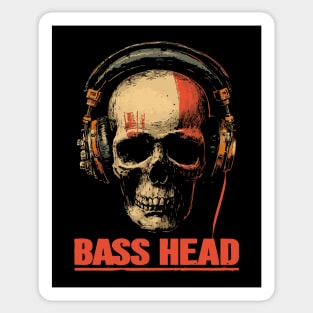 Bass Head Skull DJ Shirt for Hardcore Music Addicts Sticker